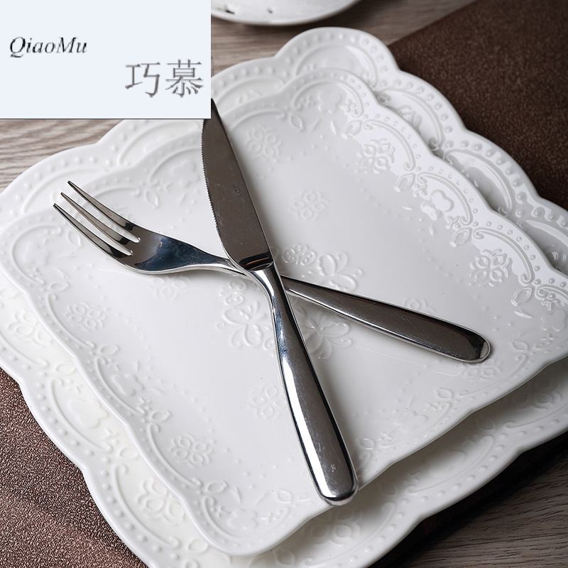 Qiao mu creative dinner plate tableware ceramic fruit bowl dish dish dish household compote steak disc dumplings plate plate