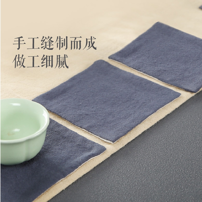 Qiao mu tea tea cup mat checking cotton and linen cloth pad insulation Japanese art kung fu tea set it mat zero