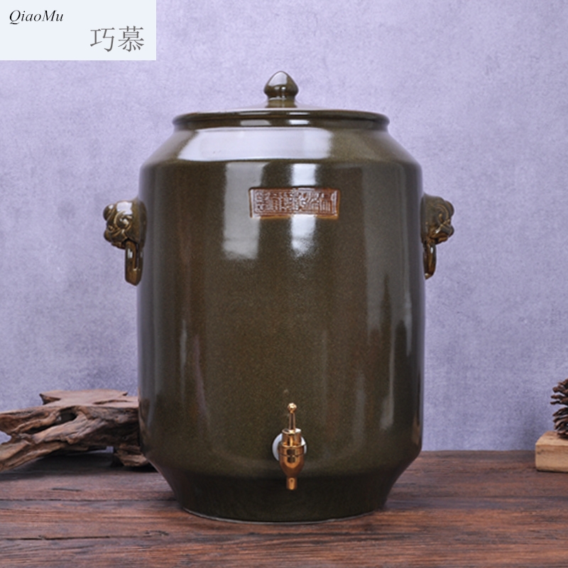 Qiao mu jingdezhen ceramics with cover barrel ricer box tea oil cylinder tank at the end of the storage tank is 50 kg 100 jins of insect - resistant