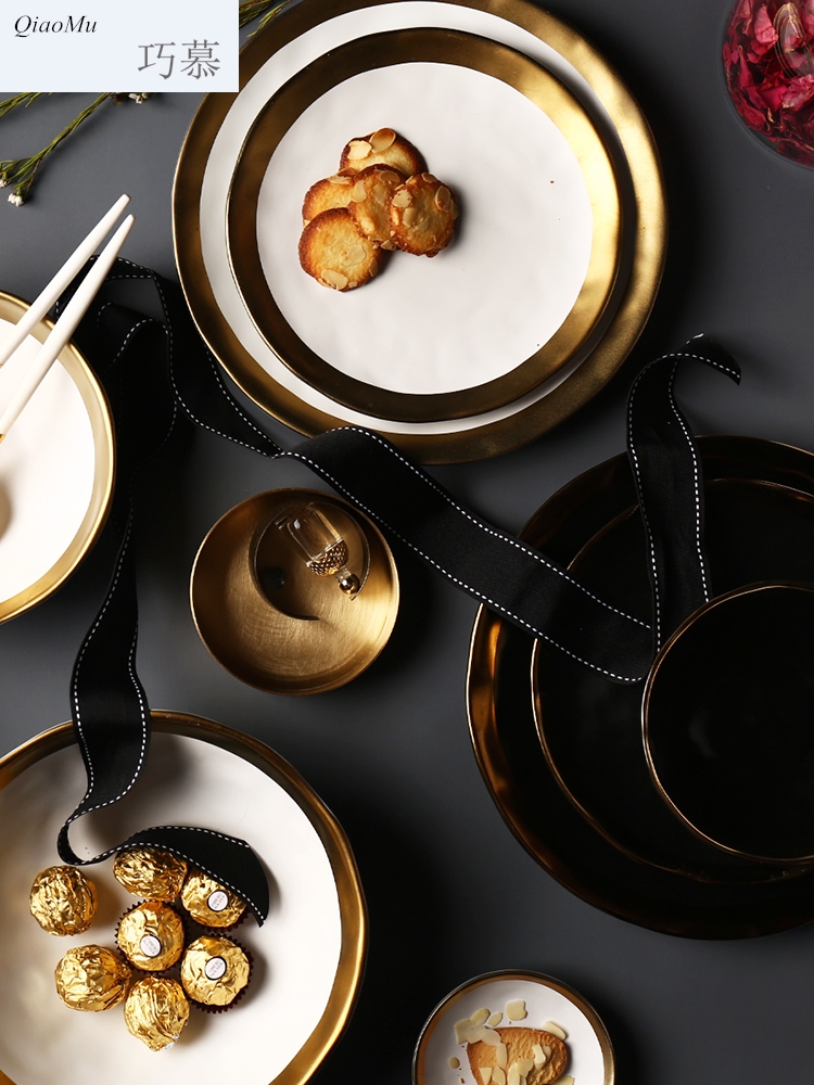 Qiao mu creative ceramic tableware home dishes disk to use beefsteak dish matte enrolled up phnom penh dish soup bowl bowl