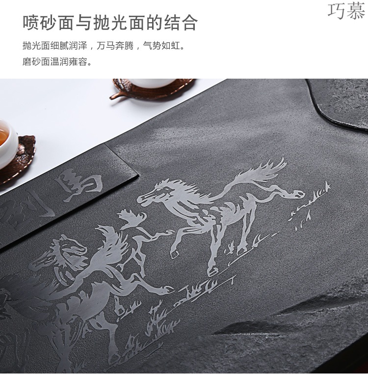 Longed for a complete set of blue and white porcelain kung fu tea set sharply opportunely stone tea tray was contracted office home tea cup high - grade group