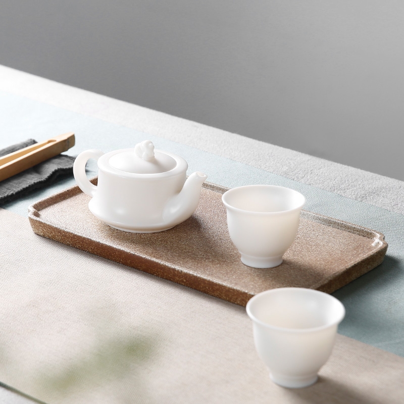 Qiao mu dehua white porcelain teapot single pot of high - temperature ceramic small Chinese kung fu tea sets tea kettle household teapot
