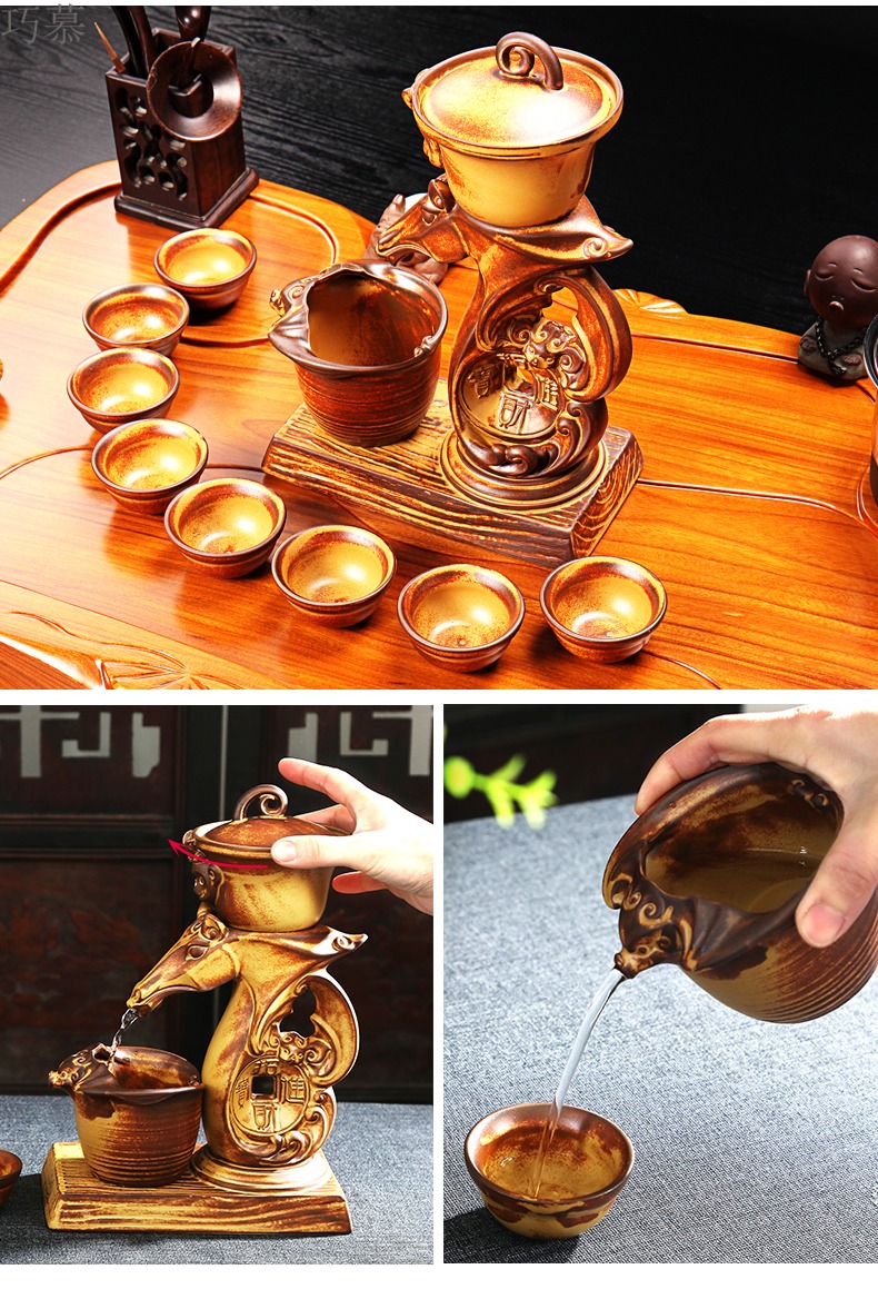 Qiao mu whole spend pear wood tea tray was violet arenaceous coarse pottery kung fu tea set four unity induction cooker tea tea