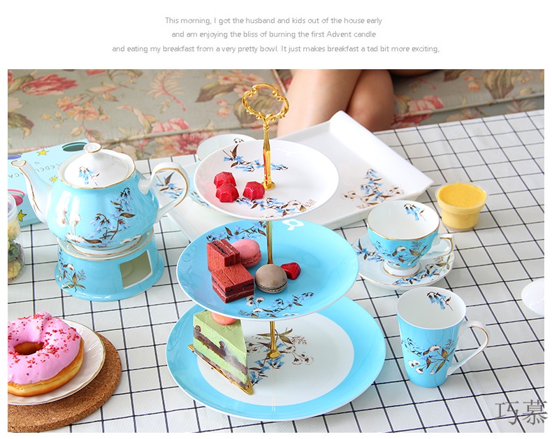 Qiao mu fruit bowl European - style snack plate of three the layers of afternoon tea set dry ceramic cake plate of creative home sitting room