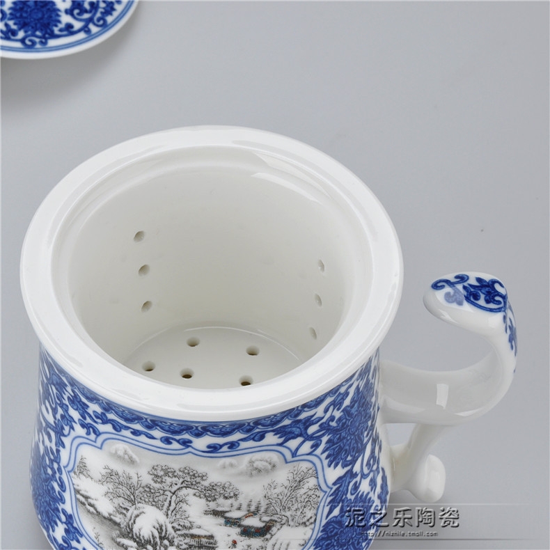 Qiao mu jingdezhen ceramic water filter tea cup office cup four cups with cover plate with a good