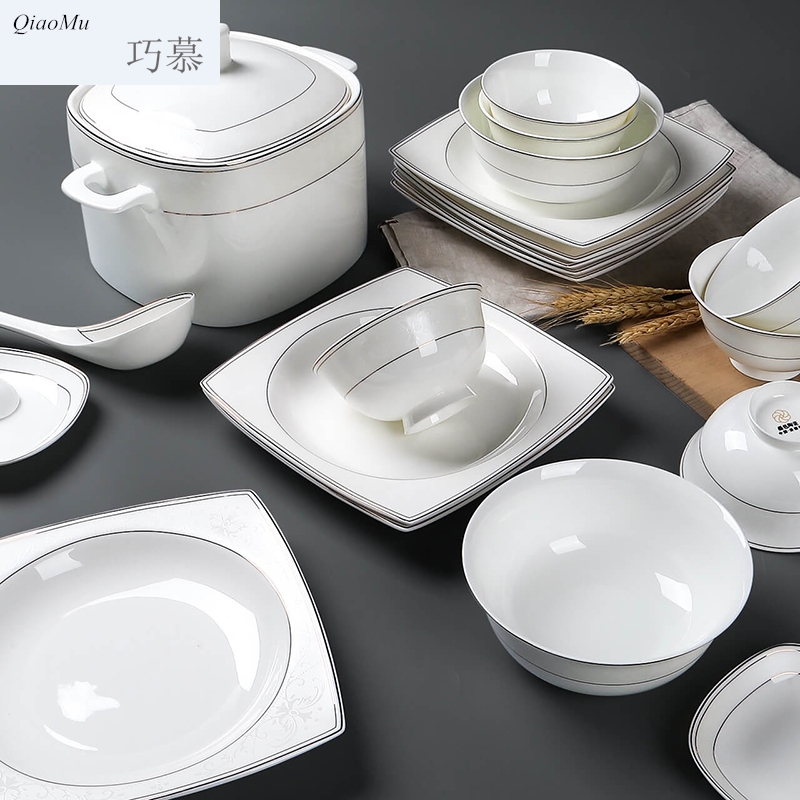 Qiao mu ceramic dishes suit contracted household jingdezhen ceramic tableware suit dishes combine European dishes