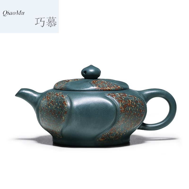 Qiao mu HM 【 】 famous yixing it pure manual undressed ore green dot color eight side of the republic of China and exquisite teapot tea