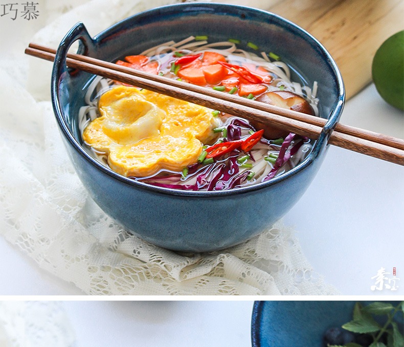 Longed for home opportunely beef noodles pull hang rainbow such as bowl chopsticks rainbow such as bowl vintage Japanese ceramic household big noodles in soup bowl