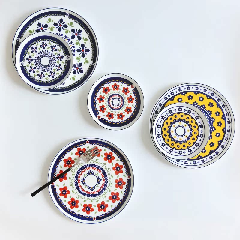 Qiao mu CDW life be beautiful like summer flowers, hand - made ceramic disc flat steak plate of western - style food tableware PZ - 72 plate