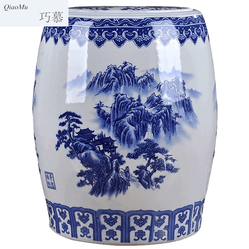 Qiao mu jingdezhen ceramic barrel rice bucket 50 jins home 20 jins storage bins with cover sealing insect - resistant moistureproof