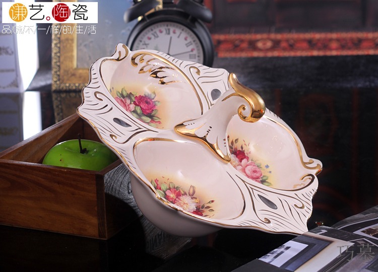 Qiao mu ou compote ceramic creative home furnishing articles fashion wedding gift fruit bowl restoring ancient ways