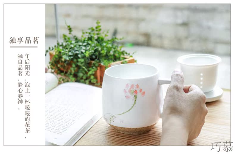 Qiao mu CTQ jingdezhen hand - made ceramic keller cups gifts custom office cup mark cup with cover of filtered water