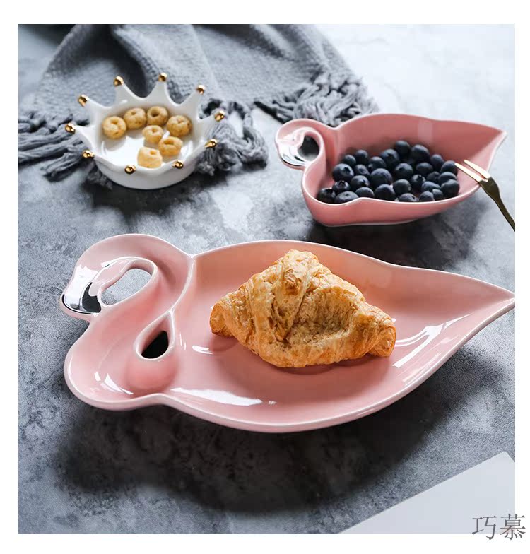 Qiao mu Nordic ins small wind see colour ceramic plate breakfast plate key jewelry receive plate product furnishing articles