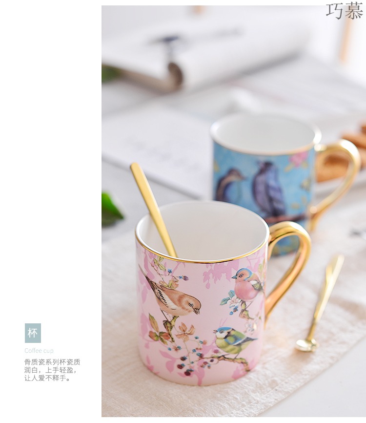 Qiao mu Nordic ceramic cup ins creative mark cup coffee keller with spoon ipads China small European - style key-2 luxury in the afternoon