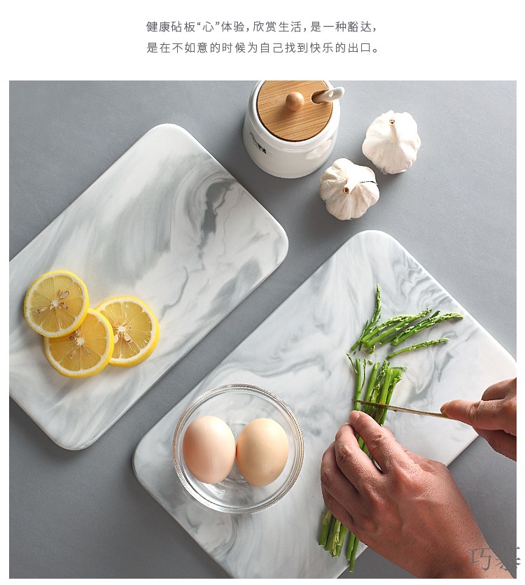 Qiao mu DHT northern wind marble block, flat ceramic cooking fruit tray food posed SaPan