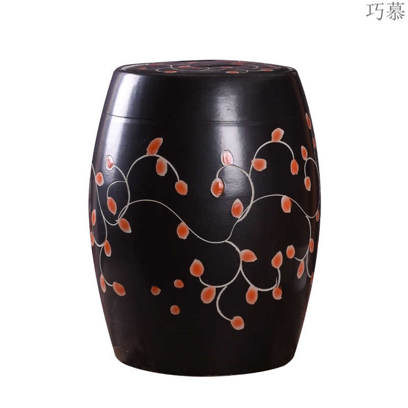 Qiao mu jingdezhen ceramic barrel household with cover seal tea urn 50 kg moisture insect - resistant ricer box black large store