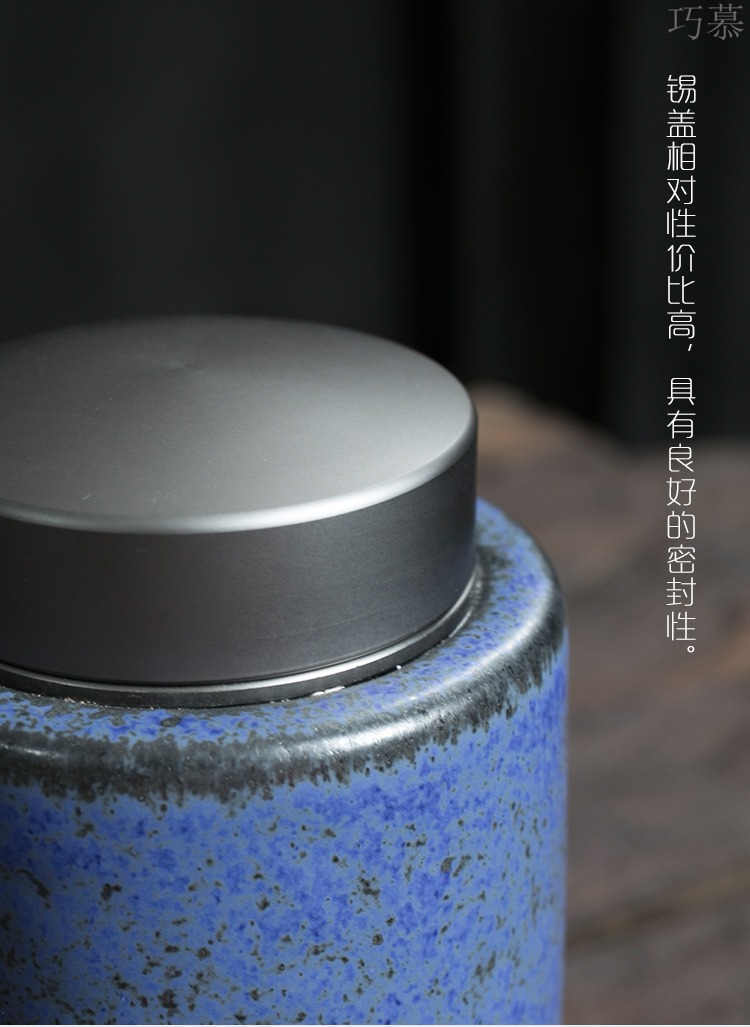 Qiao mu sealed tin lid ceramic pu 'er tea pot put POTS coarse pottery warehouse storage tanks with retro tea by hand