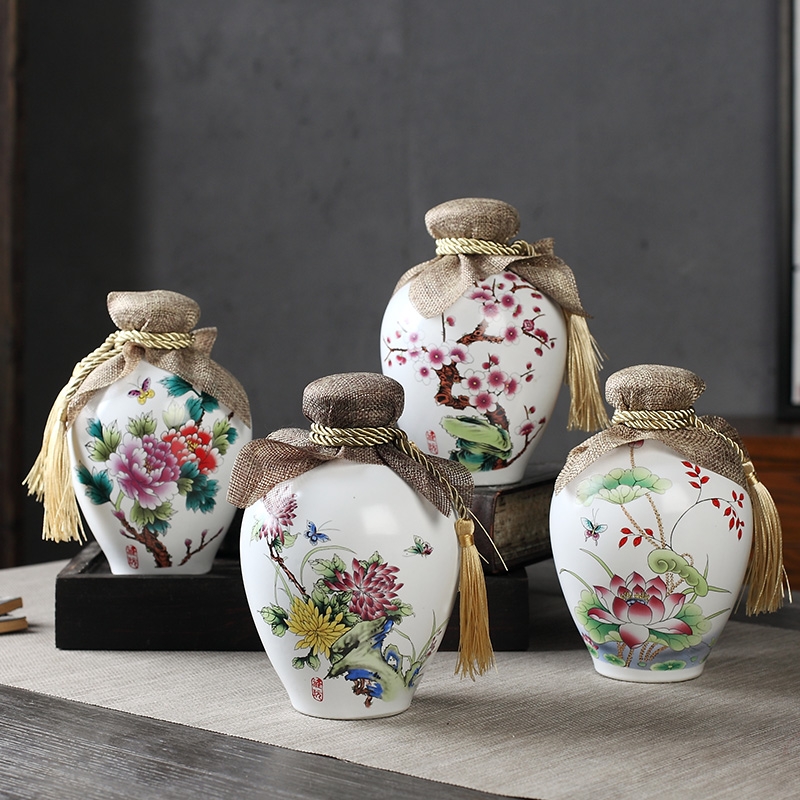 Qiao mu 1 catty ceramic pot SanJiu wine bottle sealed empty bottle liquor move furnishing articles. A kilo