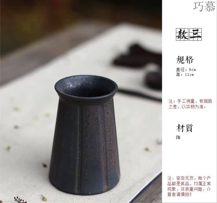 Qiao mu ore coarse pottery kung fu tea six gentleman retro gold up stone grain bamboo tea accessories tools