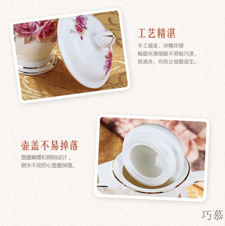 Qiao mu European ceramic water set suit heat - resistant glass cup ultimately responds with cover with cold water to cool the kettle home match