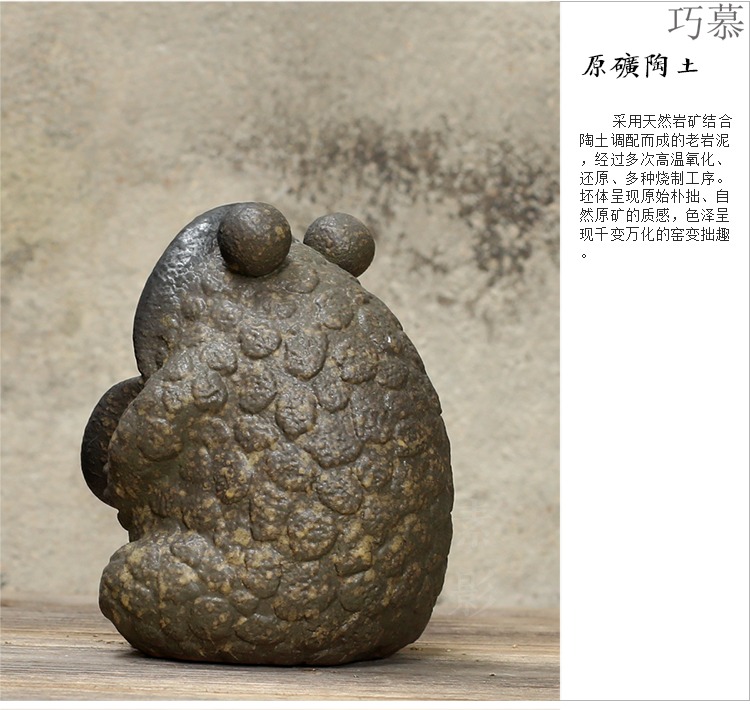 Qiao mu coarse pottery ashtray ceramic frog censer is of primitive simplicity is the tea taking furnishing articles manually furnace present sweet tea pet