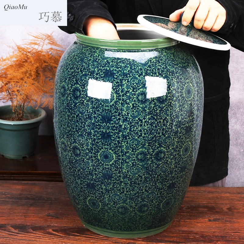 Qiao mu jingdezhen ceramic barrel storage bins moistureproof insect - resistant cylinder ricer box kg30 20 jins 50 kg sealed with cover