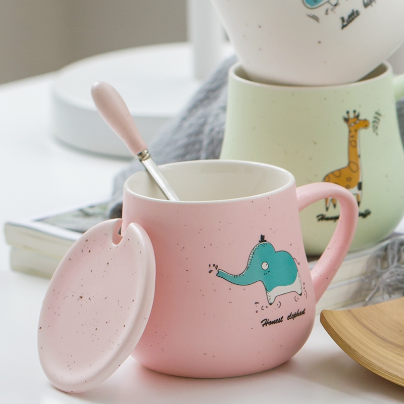 Qiao mu ceramic coffee cup of milk a cup of water glass keller cup with cover the custom LOGO