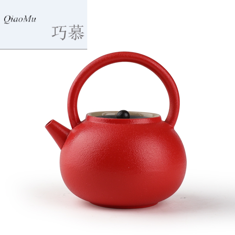 Qiao mu coarse clay POTS small teapot ceramic filter tea household teapot red S28025 girder pot