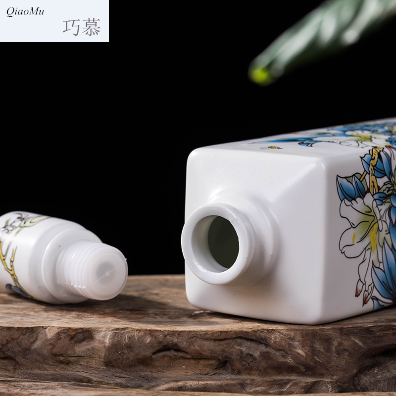 Qiao mu bottle loading creative decorative ceramic 1 catty hip points an empty bottle wine glass seal gifts small jars
