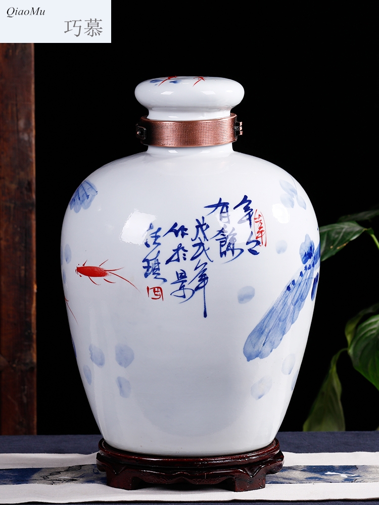 Qiao mu it jingdezhen ceramic antique household mercifully bottle wine jar 10 jins 20 jins 50 kg sealed blank