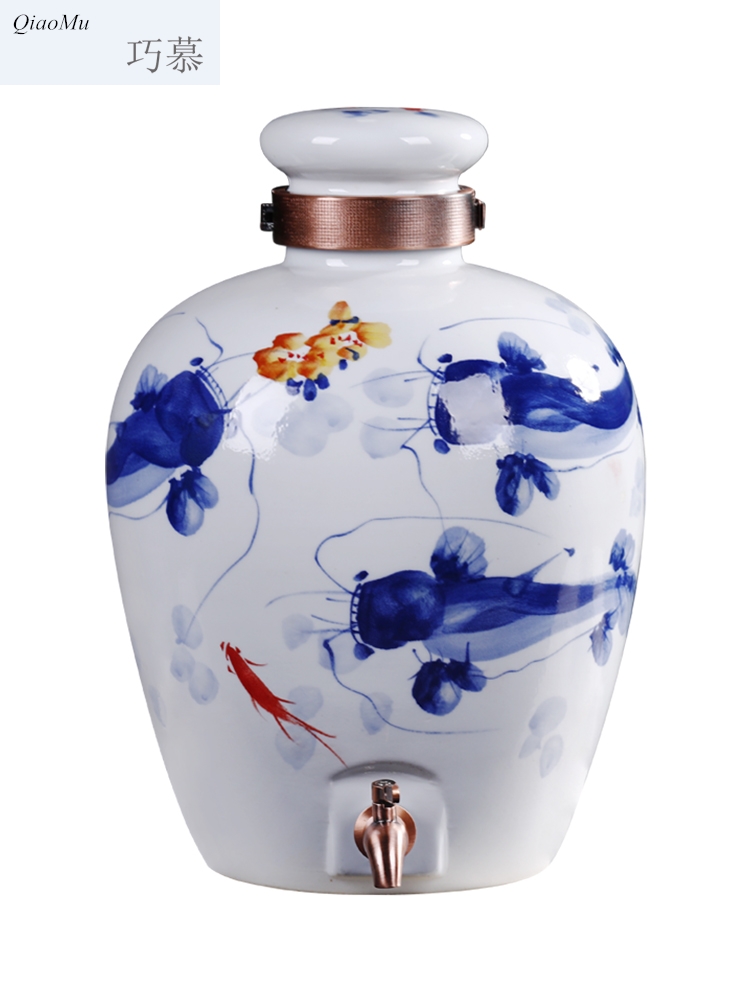 Qiao mu it jingdezhen ceramic antique household mercifully bottle wine jar 10 jins 20 jins 50 kg sealed blank