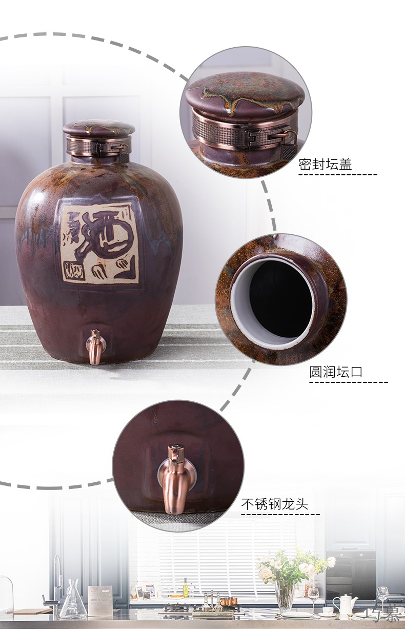 Qiao mu new up ceramic jar 10 jins 20 jins 50 kg of household hip mercifully liquor bottle it sealed