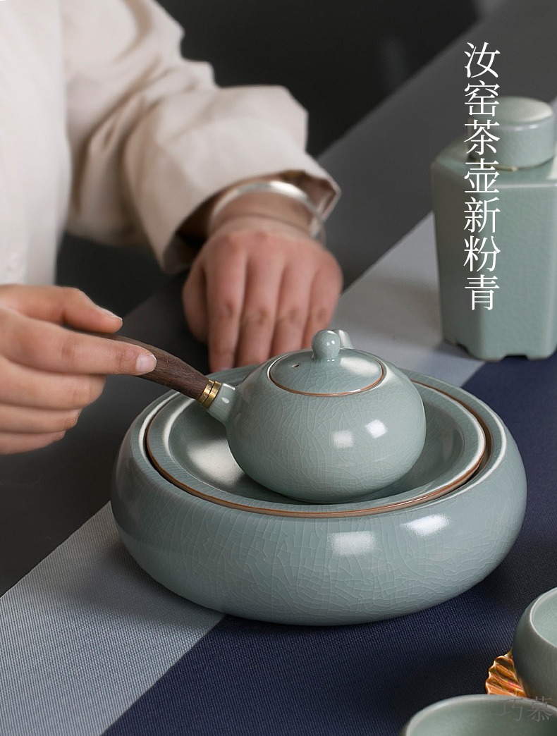 Qiao mu PMZ your up little teapot single pot of dehua porcelain household side put the pot of kung fu tea set to filter the azure ice crack