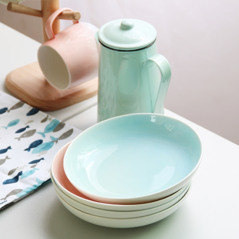 Qiao mu gradient creative steak ceramic plate tray household vegetable dumplings cake plate plate plate western - style food to four