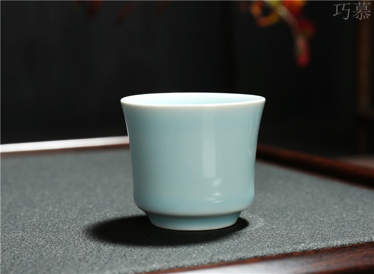 Qiao mu 1 two wine cup Chinese ceramic small single cup liquor cup traditional household KaiKouBei celadon noggin