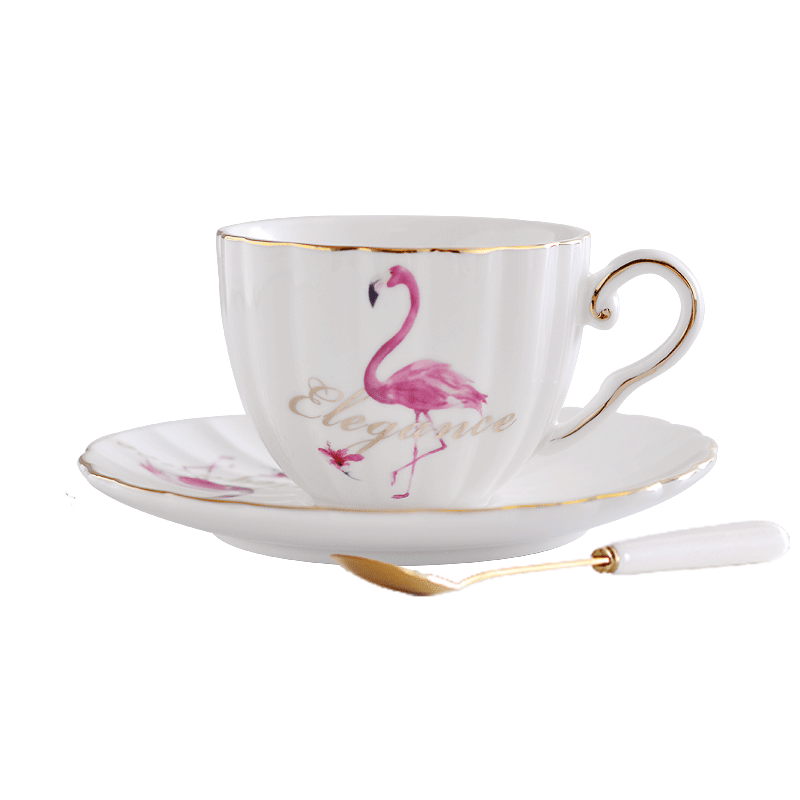 Qiao mu ins girl heart coffee cups and saucers suit ceramic coffee cup European - style key-2 luxury contracted household of small black tea
