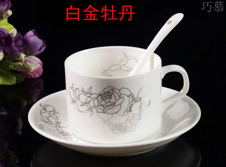 Qiao mu European ceramic coffee cup sets of high - grade up phnom penh creative four - piece spoon with ipads China coffee cups and saucers