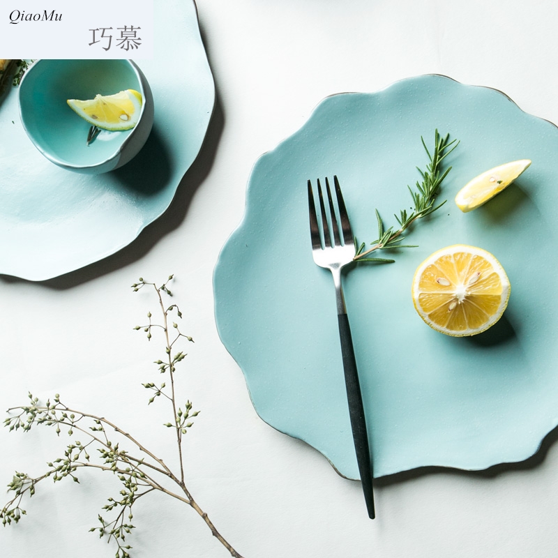 Qiao mu Japanese dinner plate sushi plate of irregular lace ceramic pasta all the dish dish dish