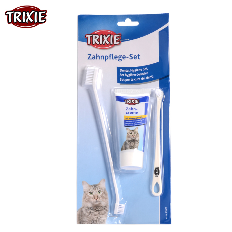 Trestrix trixie mèo pet mèo kem đánh răng bàn chải đánh răng thú cưng trừ hôi miệng với kem đánh răng đá - Cat / Dog Beauty & Cleaning Supplies lược gỡ rối lông chó