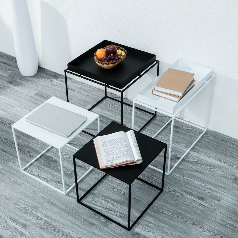 Fashion small coffee table Nordic modern iron minimalist designer sofa side table metal square table living room personality corner table