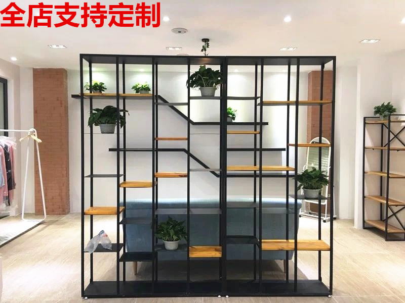 American industrial wind display stand wrought iron bookshelf retro bookcase shelf LOFT screen partition porch locker