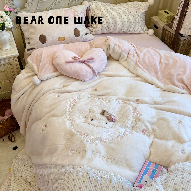 Xiongyixingxue Cute Girly Milk Velvet Bedding Set Four-Piece Rabbit Fur Quilt Cover Bed Sheet Thickened Bedding Set Xiongyixingxue Cute Girly Milk Velvet Bedding Set Four-Piece Rabbit Fur Quilt Cover Bed Sheet Thickened Bedding Set