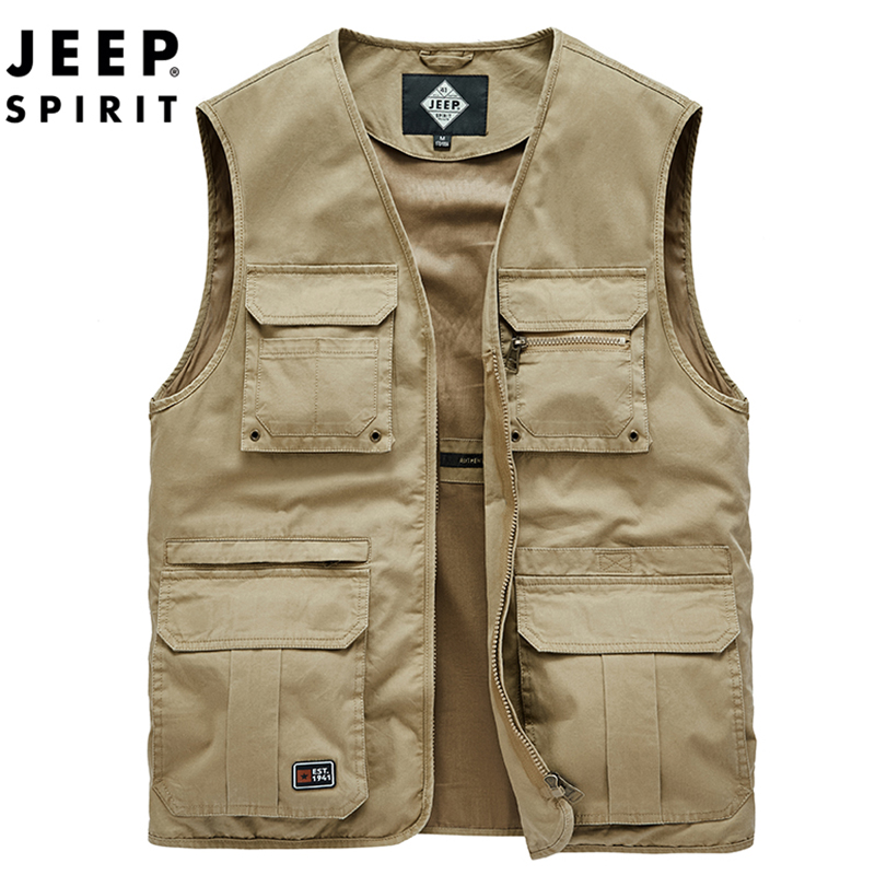 JEEP JEEP CAM VAI ARMOUR SPRING CỦA MEN VÀ MÙA HÈ MỚI CÁ NGÀNH ẢNH MULTI-POCKET Workwear HORSE CLIP MENS JACKET