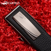 Cardi crocodile crocodile leather with male dermis wearing automatic buckle business casual belt head layer cow leather pants with tide