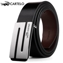 Katerlele Crocodile Leather Belt Men Genuine Leather Belts Youth Business Casual Pants With Korean Version Tide Smooth Buckle Cow Leather
