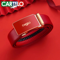 Crocodile belt mens genuine leather animal year red belt wedding gift big red cowhide trouser belt brand