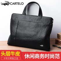 Caravan Alligator Men Real Cow Leather Briefcase Business Casual Handbag Large Capacity Diagonal Transcomputer Bag