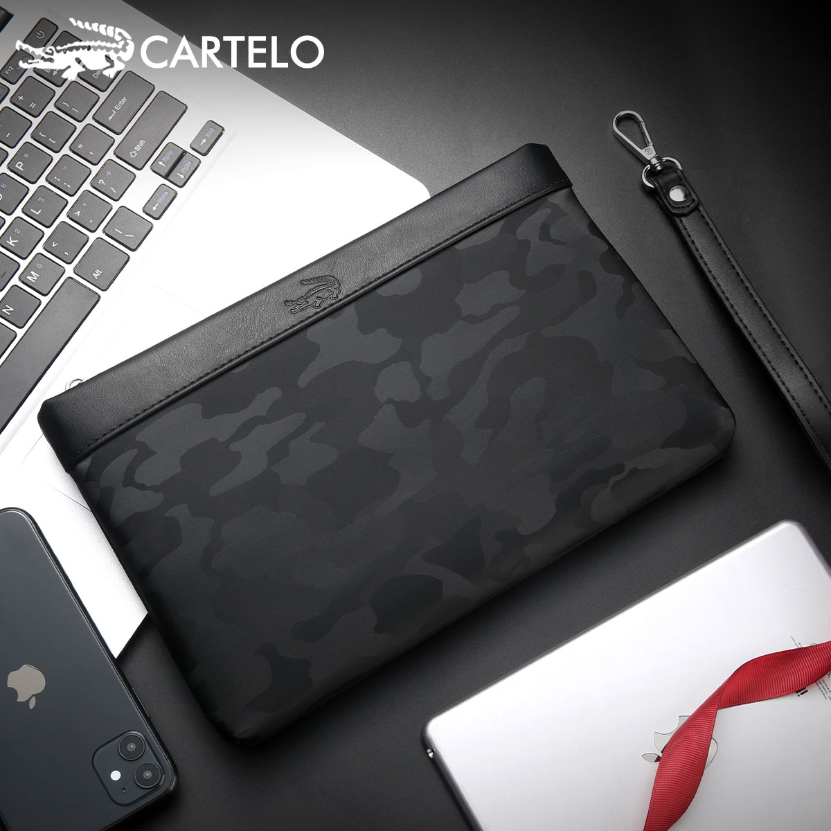 Caravan Alligator Hands Bag Men's Soft Leather Large Capacity Handbag New Fashion Business Axillary Bag Wrist Bag