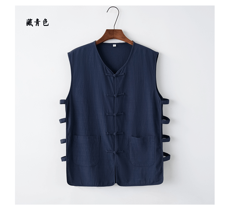 Khuyến mãi cotton và linen không tay Tang phù hợp với vest nam vest mồ hôi Ma Hao mùa hè ông già áo vest phong cách Trung Quốc áo thể thao