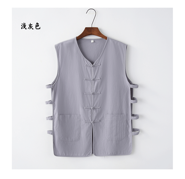 Khuyến mãi cotton và linen không tay Tang phù hợp với vest nam vest mồ hôi Ma Hao mùa hè ông già áo vest phong cách Trung Quốc áo thể thao